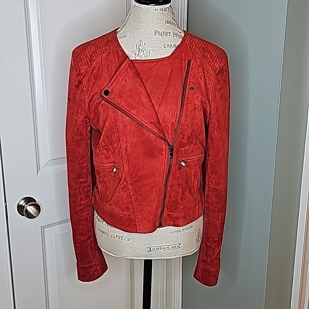 Fate Burnt Orange Delilah Suede Cropped Jacket - Size Large - Picture 5 of 13